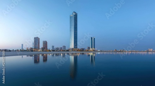 Stunning Skyline Reflection at Dawn