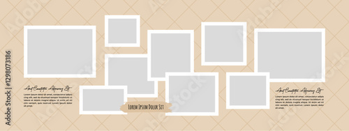 Pictures or photos frame collage layout abstract photo frames and digital photo wall template