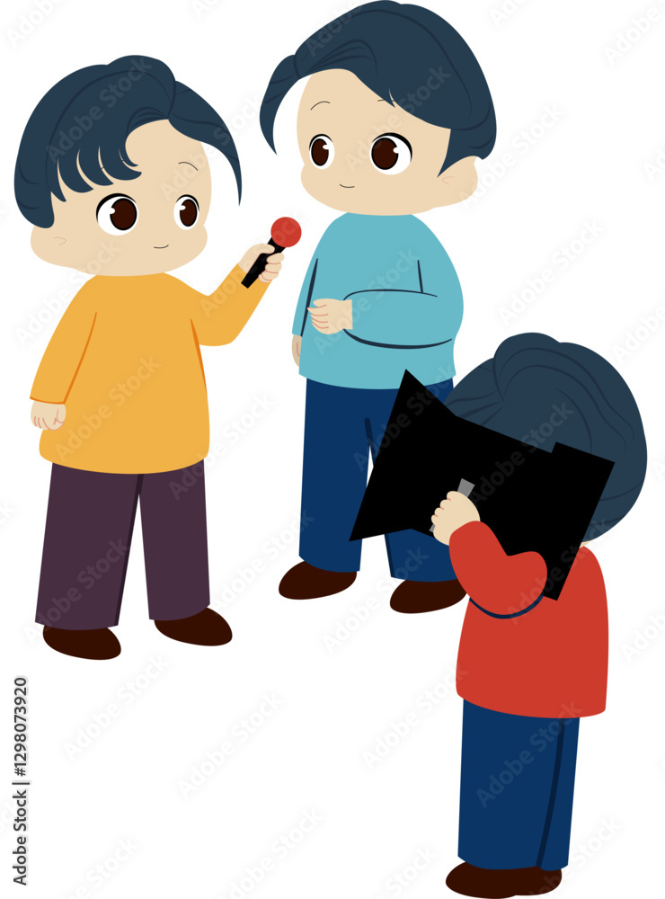 Fototapeta premium Illustration videographer filming interview