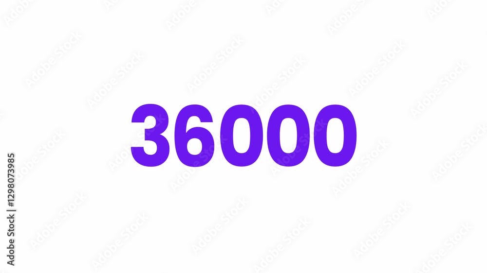 36000 or Thirty Six Thousand Text Animation. Alpha matte with transparent background 4K resolution. 36000 or Thirty Six Thousand Text Animation. Alpha matte with transparent background 4K resolution.