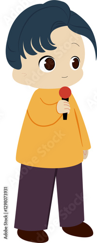 Illustration of a Man Holding a microphone