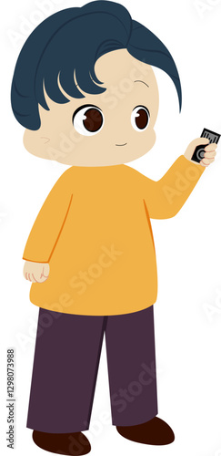 Illustration of a Man Holding a audio recorder