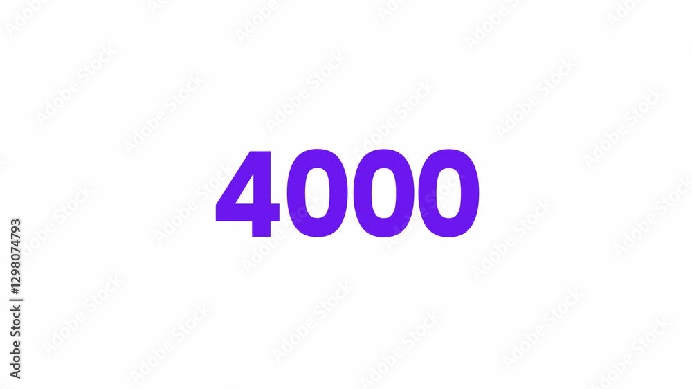 4000 or Four Thousand Text Animation. Alpha matte with transparent background 4K resolution. 4000 or Four Thousand Text Animation. Alpha matte with transparent background 4K resolution.