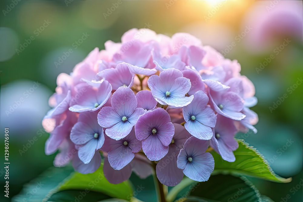 Blushing Pink Hydrangea in Golden Sunset – A Dreamy Floral Bloom Radiating Natural Elegance and Tranquility Blushing Pink Hydrangea in Golden Sunset – A Dreamy Floral Bloom Radiating Natural Elegance and Tranquility
