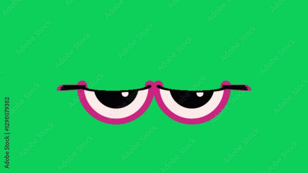 animated eye illustration on green screen background for animation resources