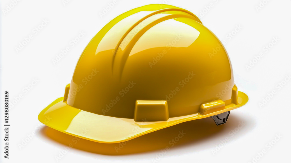 A high-quality, isolated image of a yellow safety hard hat on a white background A high-quality, isolated image of a yellow safety hard hat on a white background
