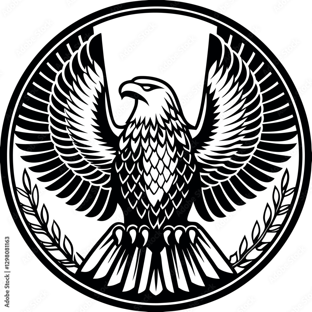Obraz premium a-stylized-eagle-with-wide-wings--flying-gracefull.eps