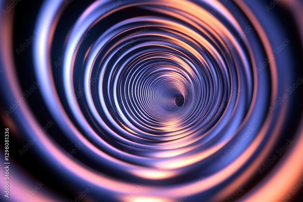 Naklejka premium Circling Into the Vibrant Depths of an Abstract, Glowing Tunnel. Generative AI