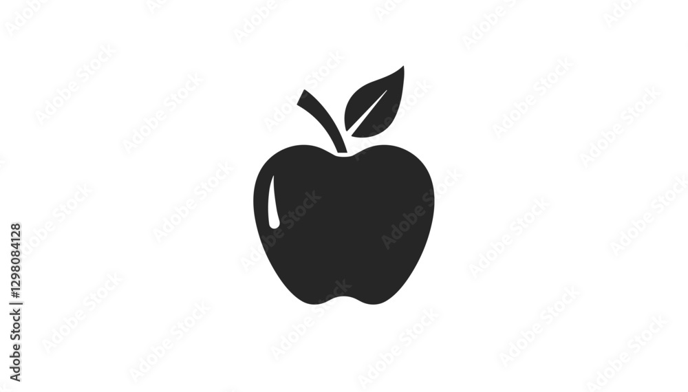 Black apple icon in silhouette style for health and nutrition