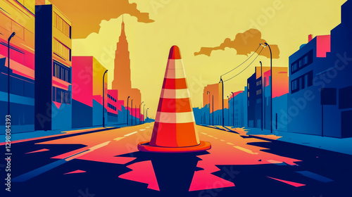 High-quality vector illustration of a traffic cone, symbolizing construction safety and road usage photo