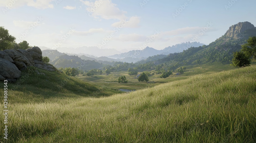 Golden hour light casts shadows over majestic mountain backdrops, highlighting dramatic cliffs and serene meadows, inviting exploration and wonder. Golden hour light casts shadows over majestic mountain backdrops, highlighting dramatic cliffs and serene meadows, inviting exploration and wonder.