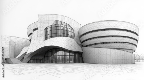 Black and White Depiction of Guggenheim Museum Bilbao photo