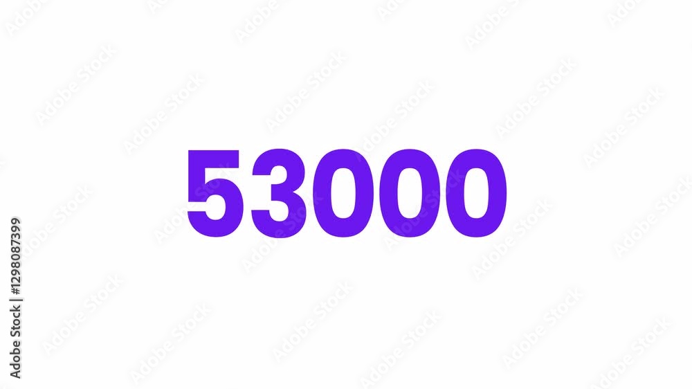 53000 or Fifty Three Thousand Text Animation. Alpha matte with transparent background 4K resolution. 53000 or Fifty Three Thousand Text Animation. Alpha matte with transparent background 4K resolution.