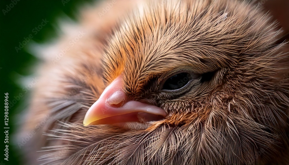 Fototapeta premium The Soft Fuzz on a Baby Bird’s Feathers, Captured Up Close to Show the Fine Down and Delicate Details