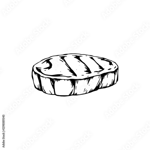 Hand drawn steak vintage illustration. Engraving style black and white on white backgrounds. Vector
