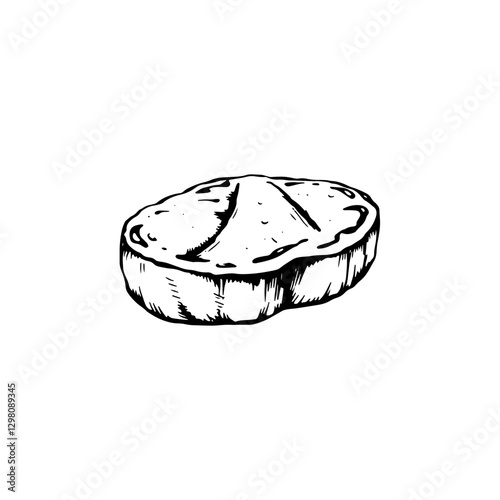 Hand drawn steak vintage illustration. Engraving style black and white on white backgrounds. Vector