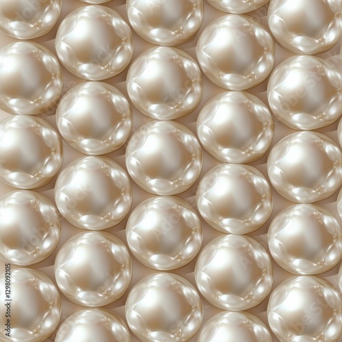 Seamless pattern of glossy pearls with reflective surfaces creating a luxurious and elegant aesthetic for textures