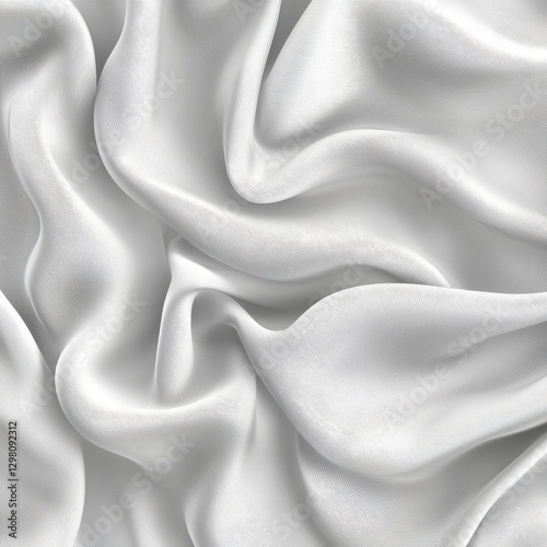 Elegant white satin fabric texture with smooth, flowing drapery and luxurious appearance for textiles and design