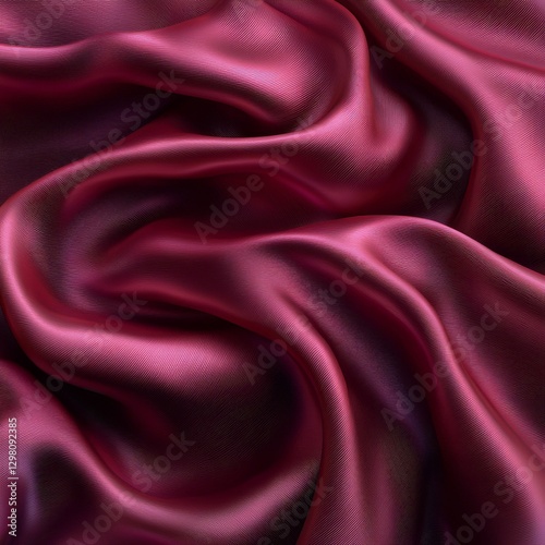 Luxurious deep red satin fabric draped in elegant waves, perfect for highend textiles and fashion designs