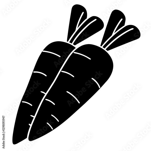 Carrot Silhouette Icon - Fresh Organic Vegetable Vector Illustration

