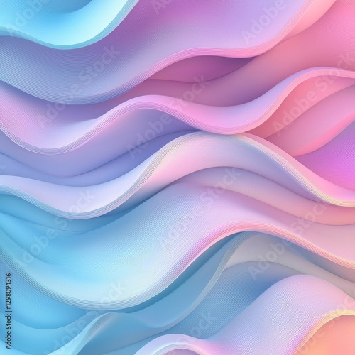 Elegant abstract background with colorful wavy patterns in soft pastel tones of pink, blue, and white gradients