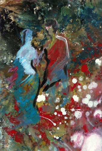 Obraz na plátně Handmade abstract and figurative painting