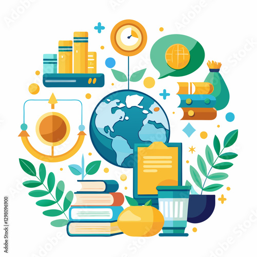 Business Growth and Financial Education Concept - Flat Vector Illustration

