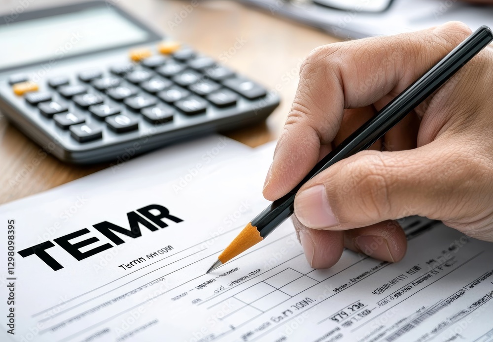 Person Completing a TEMR Form at a Desk Person Completing a TEMR Form at a Desk