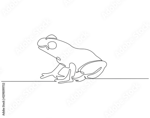 Continuous line drawing of frog. Single line illustration of frog animal. Amphibian animal, wildlife concept. Editable outline
