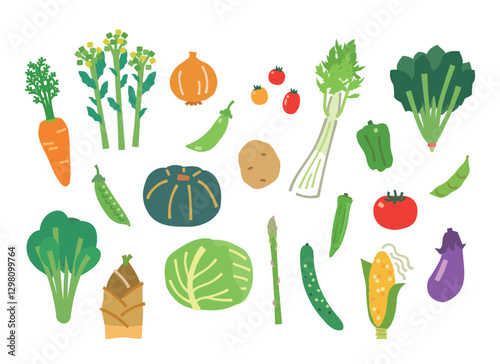 新鮮春夏野菜のイラスト