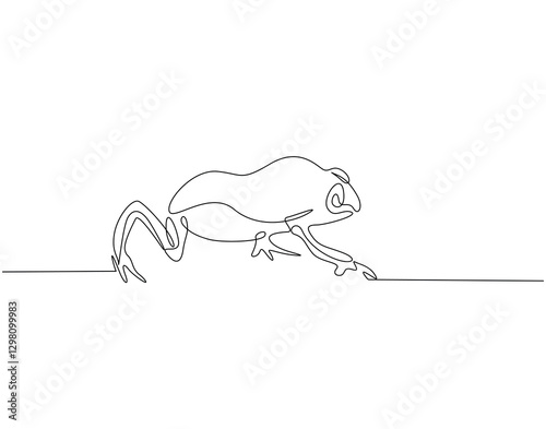 Continuous line drawing of frog. Single line illustration of frog animal. Amphibian animal, wildlife concept. Editable outline