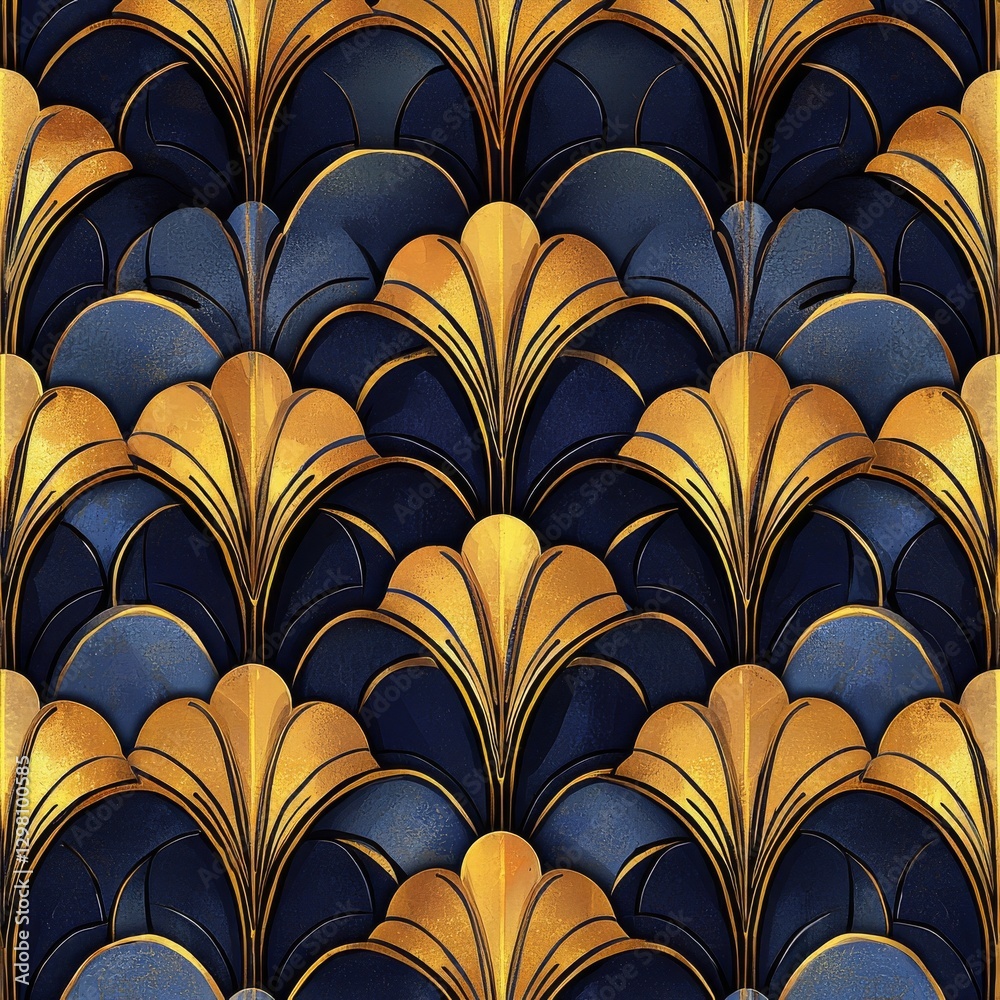 Elegant art deco geometric pattern with gold and blue colors for stylish wallpapers and backgrounds Elegant art deco geometric pattern with gold and blue colors for stylish wallpapers and backgrounds