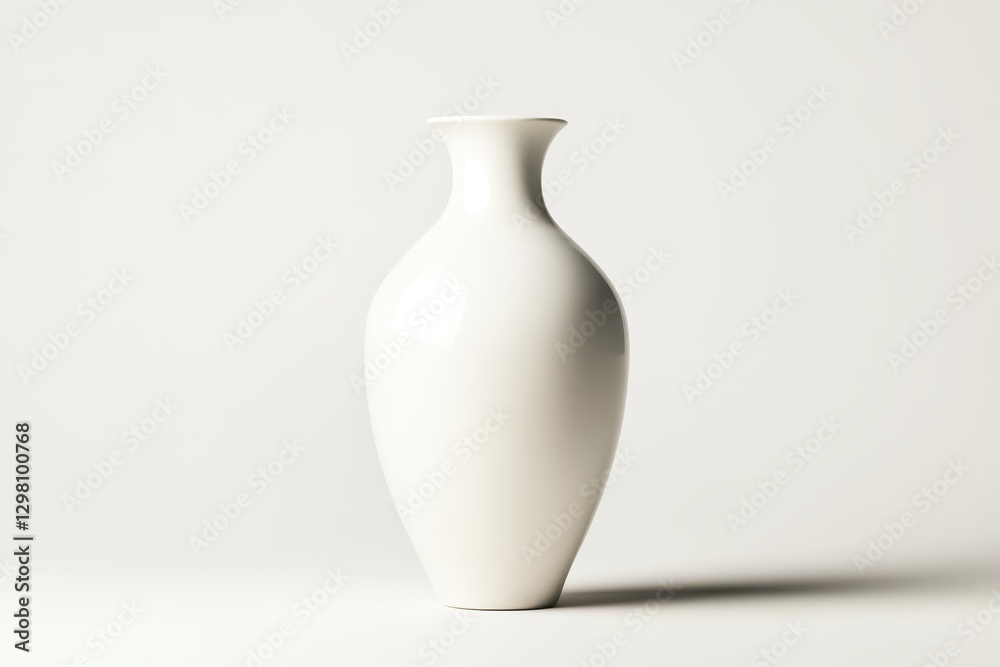Elegant white ceramic vase displayed against a simple background highlighting its smooth curves and form Elegant white ceramic vase displayed against a simple background highlighting its smooth curves and form