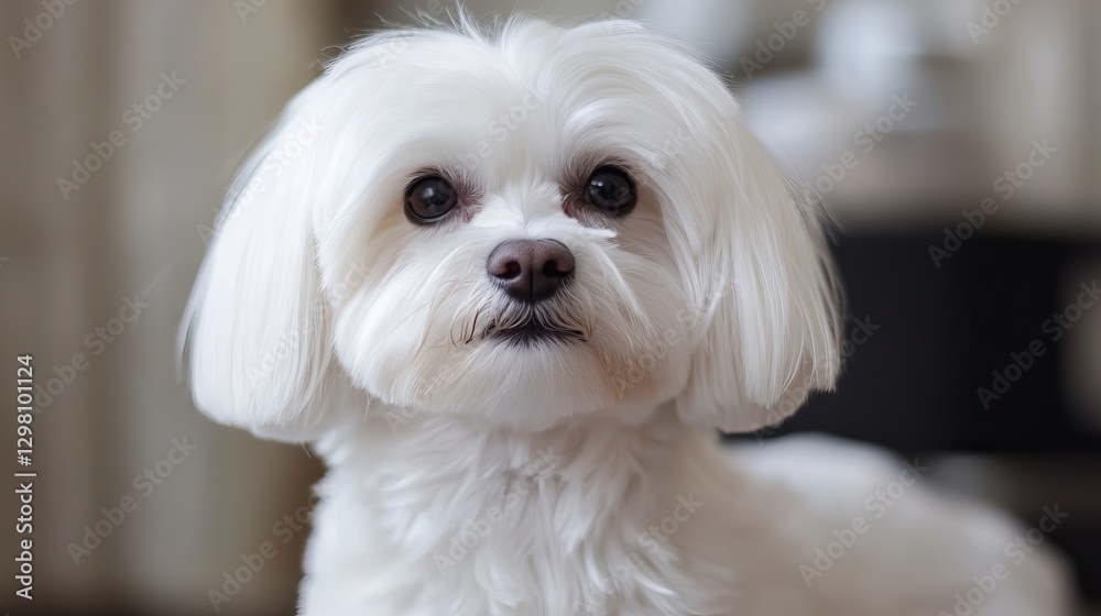 Closeup portrait of a Maltese lapdog at the animal salon Closeup portrait of a Maltese lapdog at the animal salon