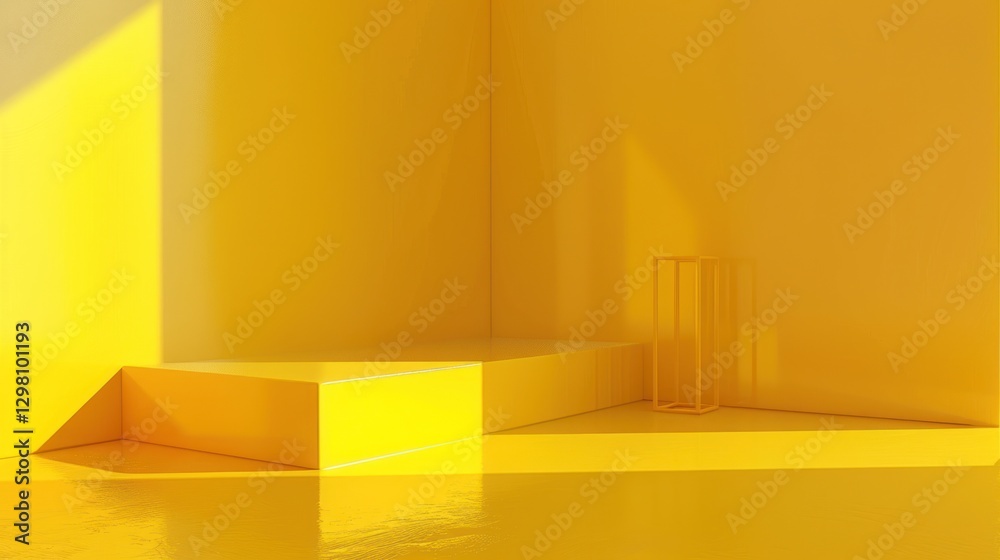 Monochromatic Yellow Room: Minimalist Product Display Monochromatic Yellow Room: Minimalist Product Display