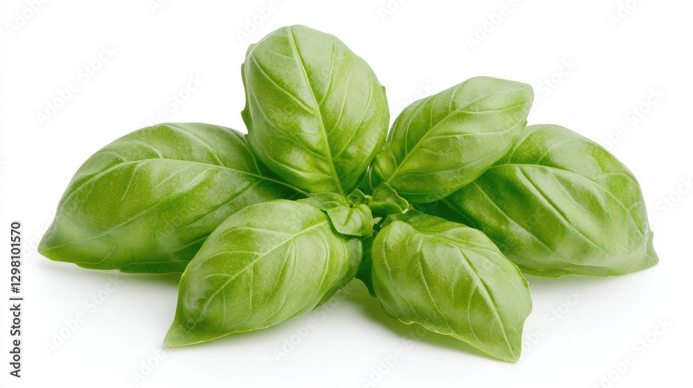 Fresh basil leaves on white background. Possible use Cooking, food photography Fresh basil leaves on white background. Possible use Cooking, food photography