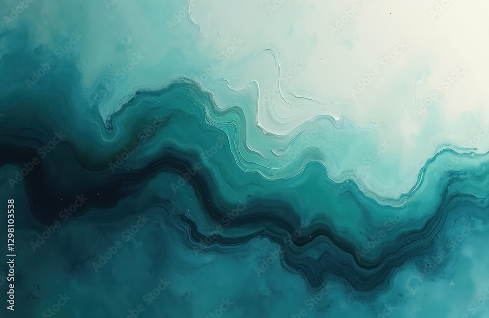 Obraz premium Abstract art teal blue gradient background with liquid fluid grunge texture concept. Turquoise dark watercolor light paper colors flowing sea, abstract background. Artistic nature curve fantasy