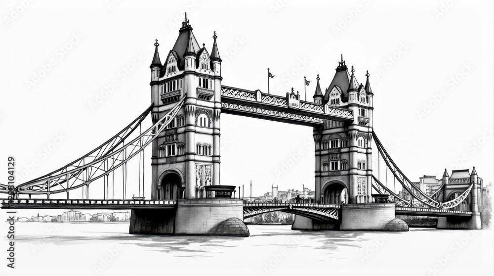 Obraz premium Stippled Ink Drawing of Tower Bridge