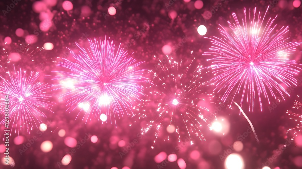 Fototapeta premium Light pink fireworks background, Generative AI