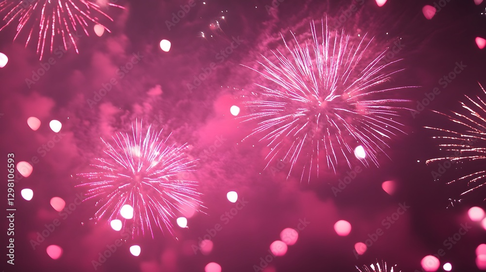 Fototapeta premium Light pink fireworks background, Generative AI