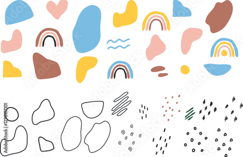 Wallpaper Mural Colorful abstract shape doodle collection Torontodigital.ca