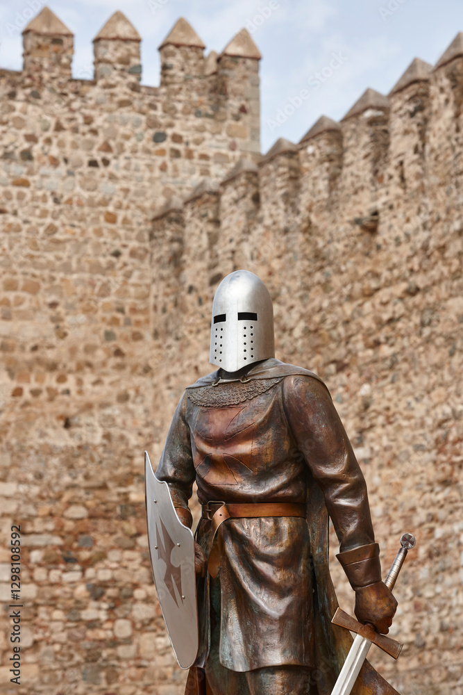 Templar knight medieval castle. Jerez Caballeros, Badajoz. Extremadura. Spain