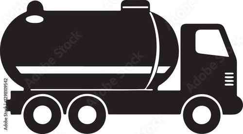 petrol tanker silhouette, black and white silhouette, vector and illustration