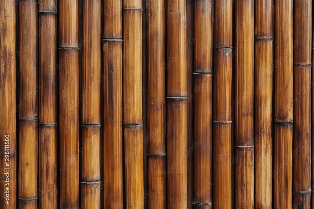 Fototapeta premium Textured Bamboo Wall Background with Natural Brown Tones and Patterns