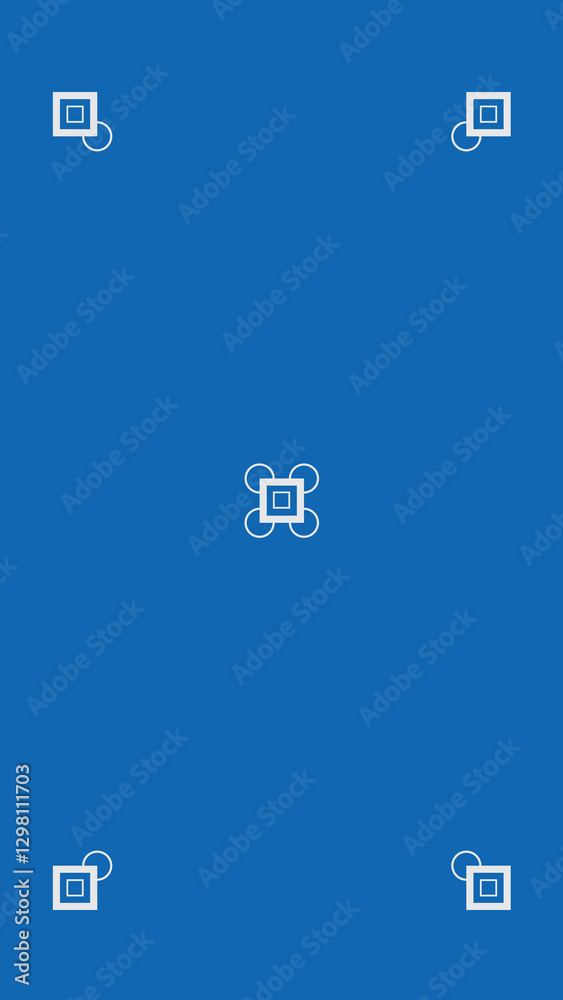 Naklejka premium Blue screen background, VFX motion tracking markers. Art design blue screen backdrop template. Abstract concept video footage replacement tracking markers elements and icon. 