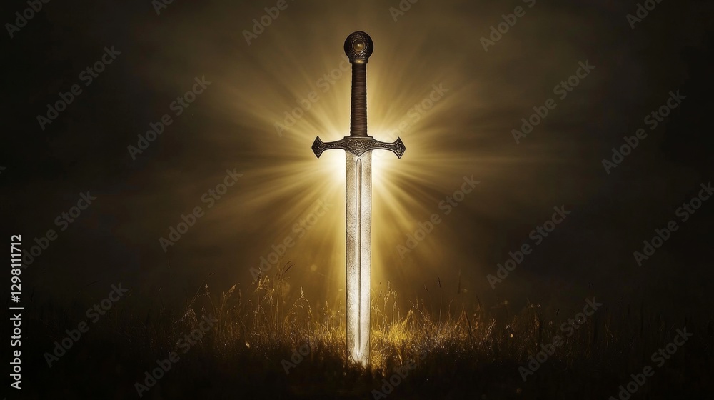 Naklejka premium Excalibur: A Majestic Sword of Legend