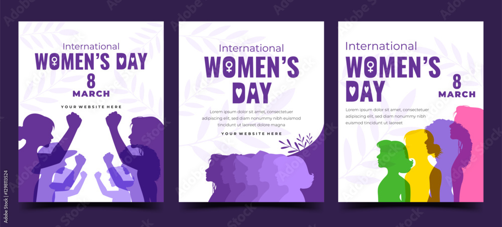 Obraz premium International Women's Day social media template design. Also usable for cover, card, banner