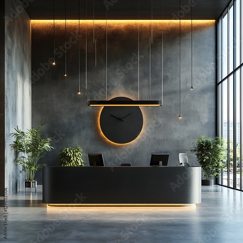 Modern lobby reception desk