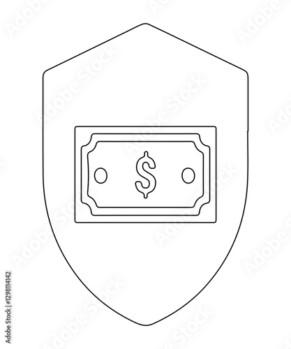 Payment protection icon with thin outline