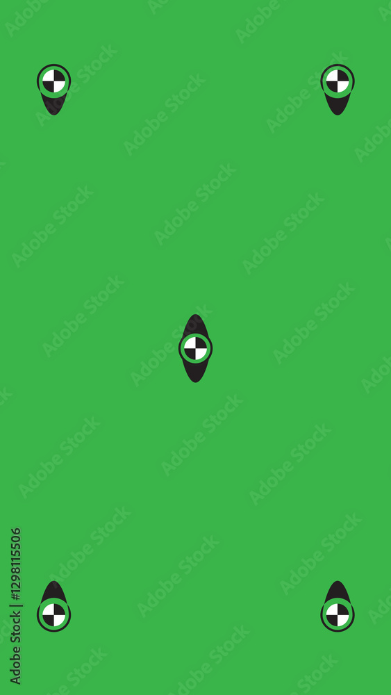 Green screen background, VFX motion tracking markers. Art design green screen backdrop template. Abstract concept video footage replacement tracking markers elements and icon. Green screen background, VFX motion tracking markers. Art design green screen backdrop template. Abstract concept video footage replacement tracking markers elements and icon.